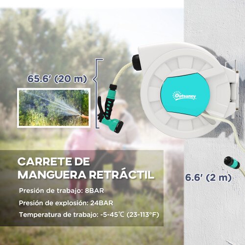 Outsunny Carrete de Manguera Gris 55 x 21 x 41.5 cm 1