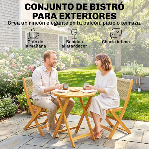 Outsunny Conjunto de Bistró Marrón 48 x 55.5 x 88 cm 2