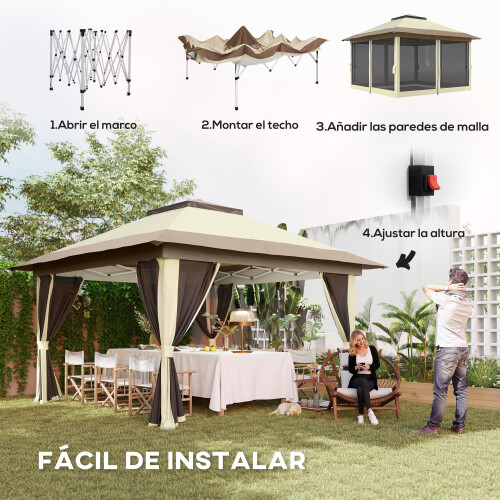 Outsunny Carpa Plegable Beige 356 x 356 x 280 cm 1