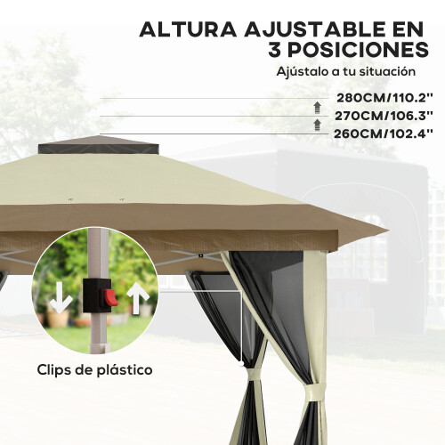 Outsunny Carpa Plegable Beige 356 x 356 x 280 cm 2
