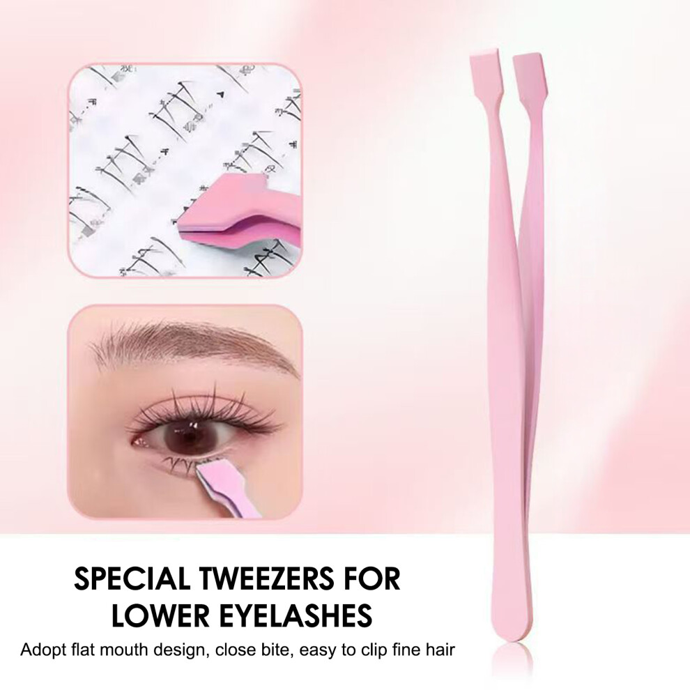 Dachuang Beauty (Pink) Precision Flat Head Eyebrow Tweezers For Eyelash Extensions