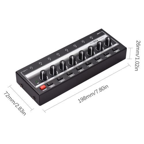HA800S 8-Channel Headphone Amplifier, 198x72x26mm 1
