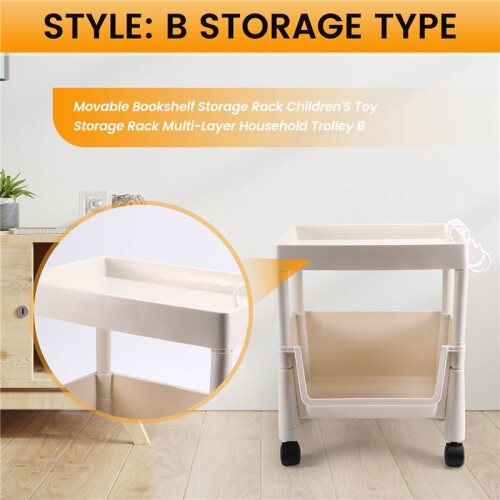 Movable Bookshelf Storage Rack Children'S Toy Storage Rack Multi-Layer Household Trolley B