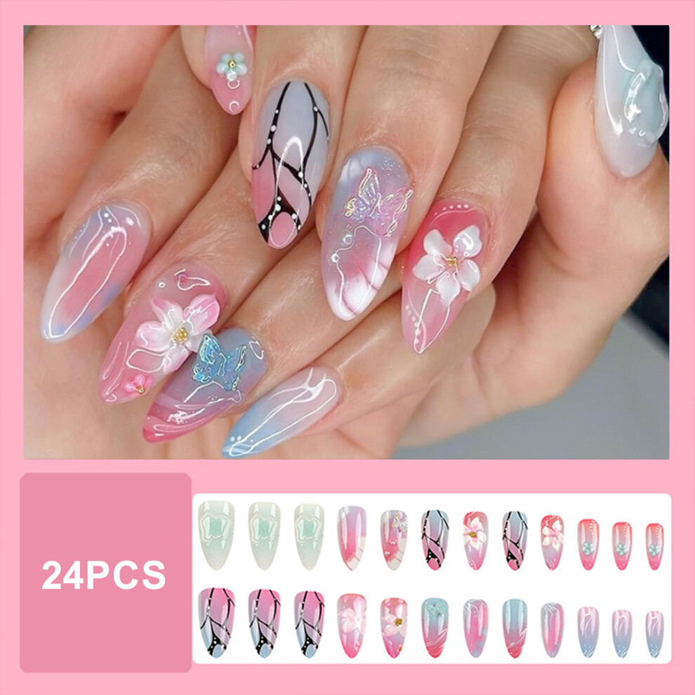 Dcph-Clothing 24Pcs Colorful Fake Nails, Lightweight & Easy To Apply