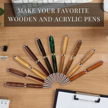 48-Teiliges WoodenTwist Pen Kit 7 mm Slim Pen Kit Twist Pen Set mit Ersatzdrehbank DIY Kupferstiftherstellung Bürobedarf A