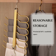 (Gold, 6th Floor) Space-Saving Over-Door Hanger for Pants, Scarf, Towel