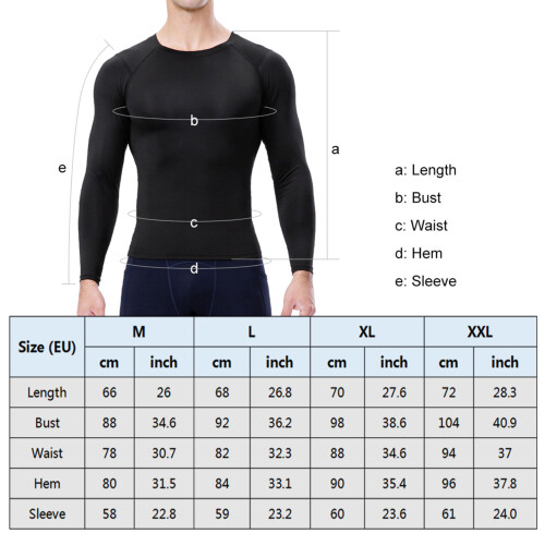3pcs Men's Long Sleeve Compression M-XXL Black 1
