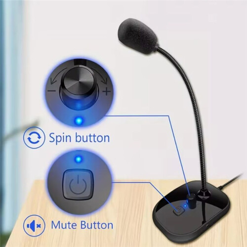 Omnidirectional USB Gooseneck Microphone with Volume Control & Mute Button Plug& for Streaming  Computer, Laptop 1
