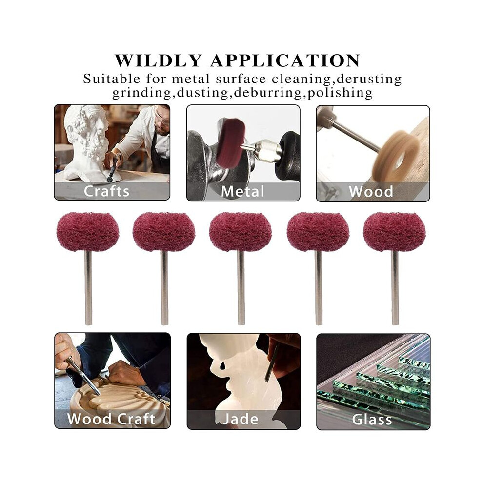 50 Pc 1 Inch Abrasive Wheel Polishing Buffing Wheel Drills,240 Grits 1/8Inch Shank Scouring Pad Abrasive Buffing Wheels 6034095582428