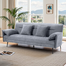 Grey Polyester Fabric Convertible Sofa Bed