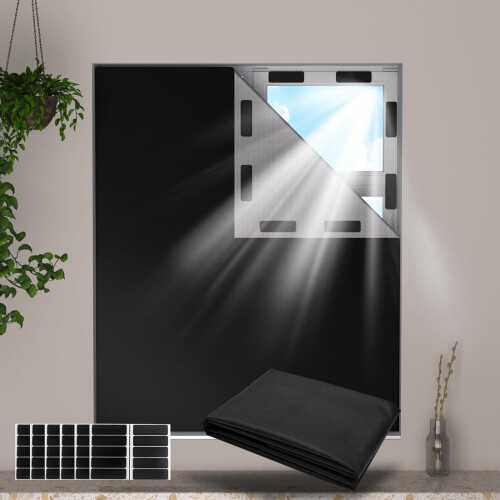 (A set (including solid color bag, rectangular Velc) Travel Blackout Curtains - No Drill Nursery Blinds 1