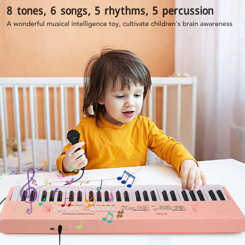 54-Key Portable Electronic Piano Keyboard with Microphone, Roseate 2