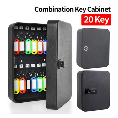 Combination Key Cabinet 20 Key Hooks Key Box Wall Mounted Locking Key Organizer Key Cabinet Security Lock Box Key Lock 2