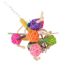 Vibrant Bamboo Birds Toy with Bell for Parrot Chewing Play