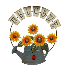 Gelbes Willkommen Schild Aus Eisen Türdeko Sonnenblume