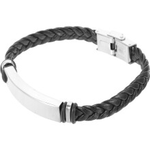 Personality Hip Hop Mann Armband Gewebte Lederschnur Mit Edelstahl