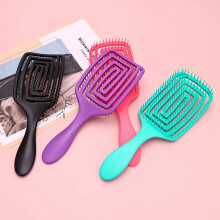 2X Black+Rose Red Hairbrush Hair Scalp Massage Comb Wet Dry Curly Detangle Hair Brush Salon Hairdressing Styling Tools