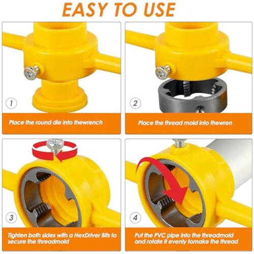 2sets Plastic Pipe Thread Die Kit,PVC Pipe Threader Plumbing Tool Kit,Water Pipe Die Plastic Pipe Die Tap Wrench Set 2