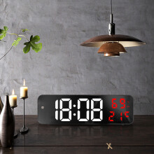 Mirror Large Digital LED Clock 260g White Red