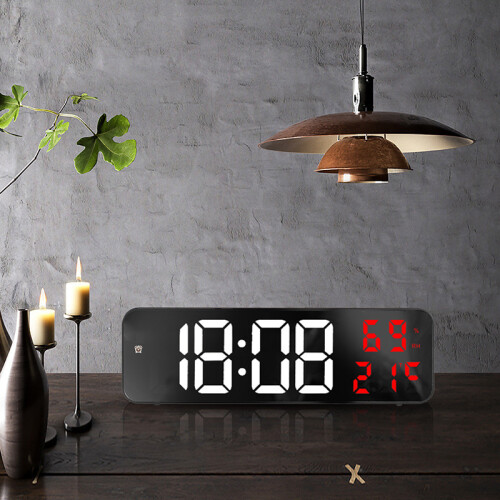 Mirror Large Digital LED Clock 260g White Red