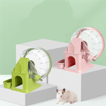 4 in 1 Quiet Hamster Exercise Wheel, Multi Functional Hamster House with Running Wheel, Water Bottle, Food Bowl Green