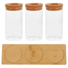 Plant Propagation Terrarium: Set Aus 3 Glas Pflanzer Mit Holz Tablett