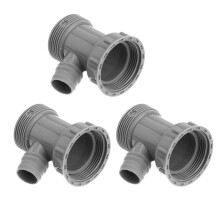 3Stk Überlaufrohr Adapter ABS Grau Für Küchenspüle Syphon Anschluss