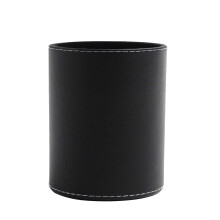 1Pc Pu Round Pen Holder Makeup Brush Storage Box Black