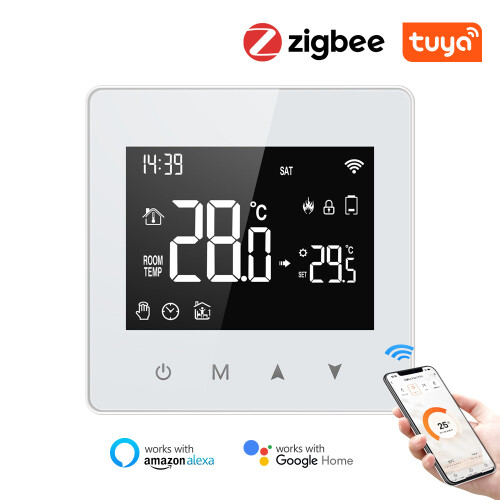 Temp Controller ZigBee Boiler 86x86x28mm White 3A 2