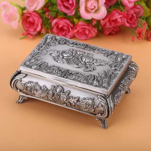 Vintage Style Rose Carved Storage Box