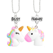6Pièces Collier Licorne Femme Enfant Blanc Alliage Qualité Supérieure