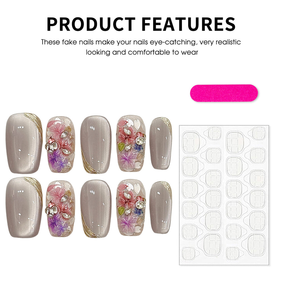 Roc-Electron (1104) Flash Cat Eye Glossy Fake Nails, Long Lasting