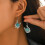 (4473) Bohemian U-Shaped Alloy Earrings with Pine Stone 2