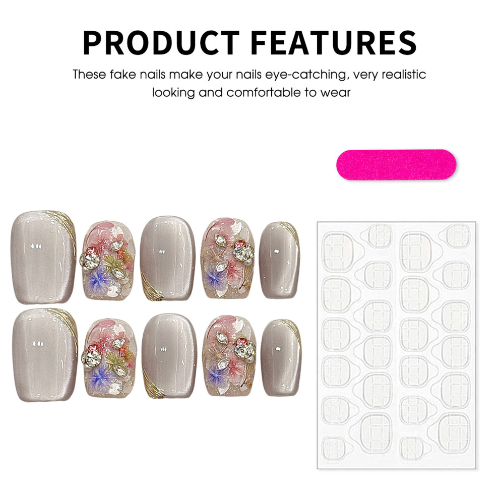 Roc-Electron (1102) Flash Cat Eye Glossy Fake Nails, Long Lasting