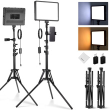 NEEWER BASICS 2 Pack LED Video Panel Lighting Kit, Bi Color 2700-6500K Dimmable Studio Light