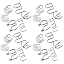 24Ud Ear Clips No Piercing Mujer Metal Plata Accesorios Decorativos