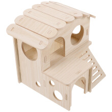 1Pièces Maison Hamster Bois Jaune Double Étage Nid Confortable
