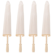4Pièces Parapluies Blancs En Papier Et Bois À Décorer DIY Pour Fête