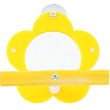 Yellow Small Parrot Perch Fun Mirror Design Wear-Resistant Toy