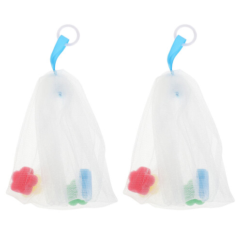 2Pcs Durable Pe Soap Mesh Bags White Foaming Nets for Face Cleansing