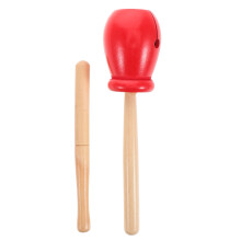 1Set Wood Handheld Bangzi Clapper Percussion Instrument for Kids Red