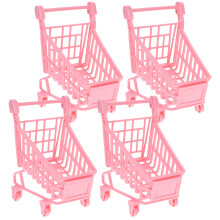 4Pcs Pink Simulation Shopping Cart Toys for Kids Sundries Organizer