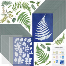 Sun Print Paper Kit,Cyanotype Paper,30 Sheets Cyanotype Paper with 2 Sheet Acrylic Panel,Activated Printing Art Paper