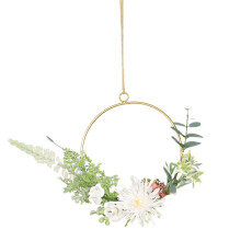 3Pcs Beautiful Artificial Flower Garland Hanging Iron Hoop Decoration