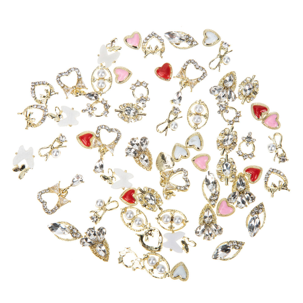 Solustre 60Pcs Durable Alloy Nail Charms Elegant Nail Art Supplies For Diy