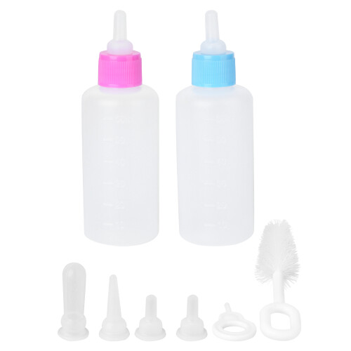 4 Sets Cat Nursing Bottle Kit For Pet Feeding (Pink Blue)