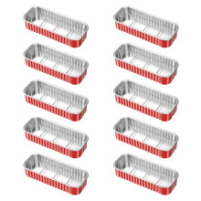 10Pcs Portable Red Aluminum Foil Bbq Boxes Food Containers for Baking