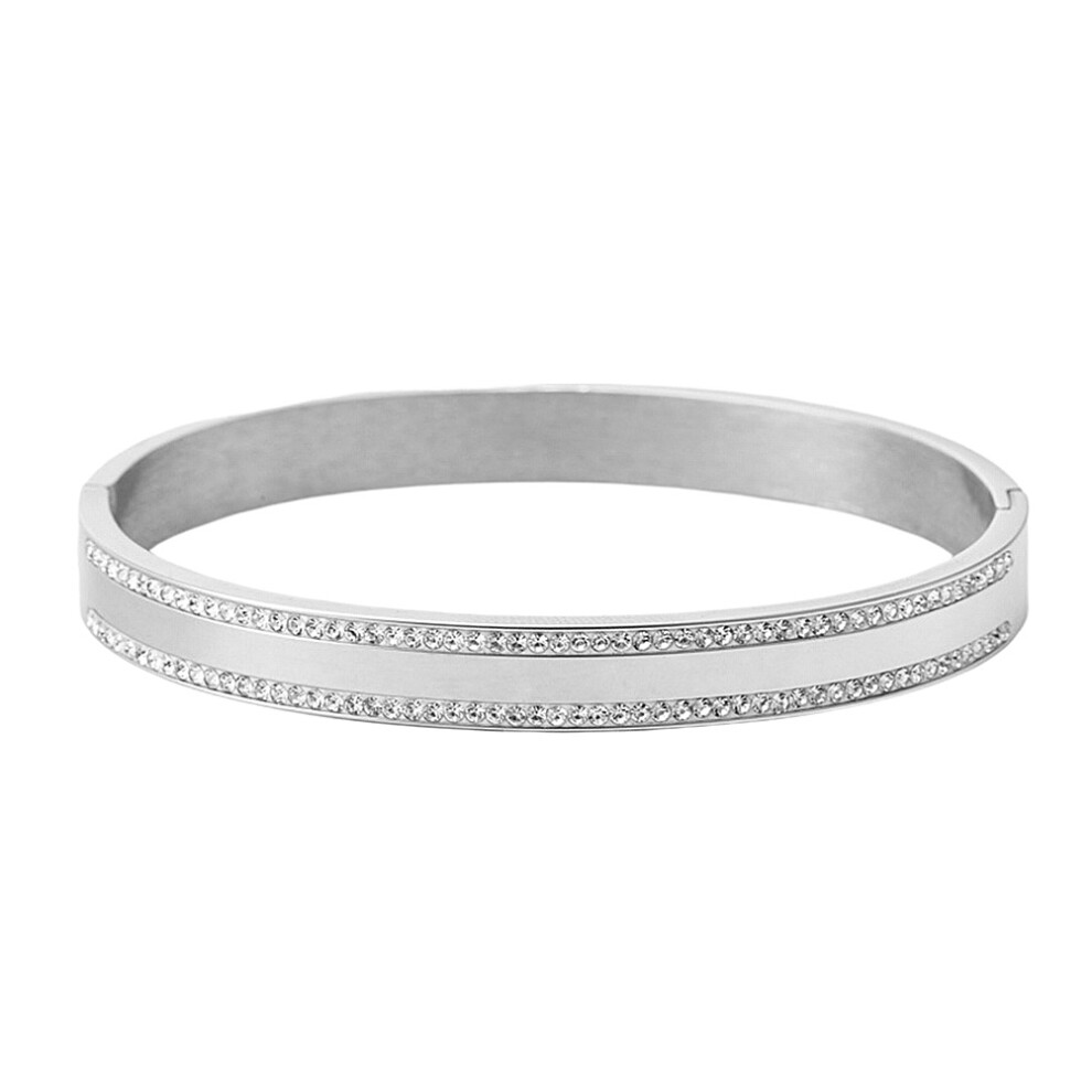 Photos - Bracelet Creative Rhinestone Stainless Steel Wristband Durable  Jewelry