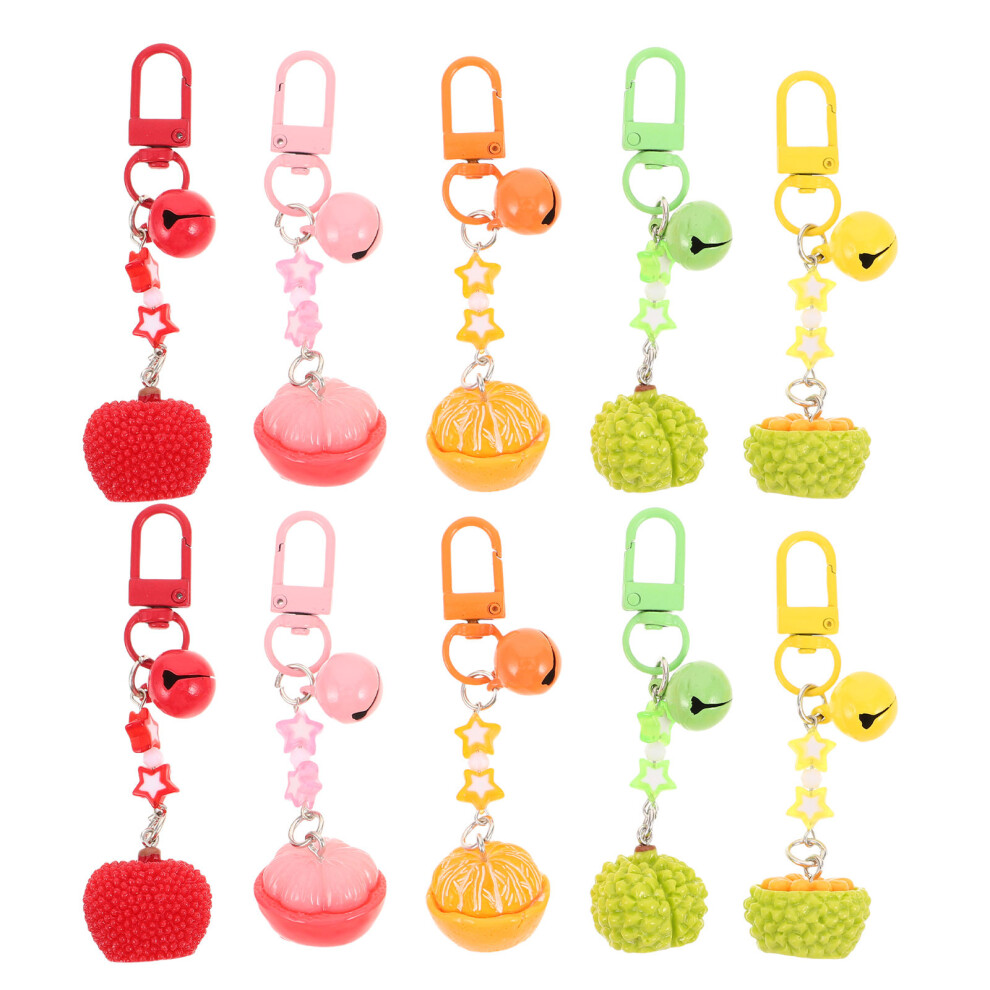 10Pcs Assorted Color Fruit Bag Charm Keychains With Bell Plastic Resin 3191224719704