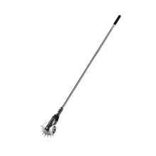 Stainless Steel Manual Lawn Edger with Wheel Rotary Design, Ergonomic Long Handle for Garden Sidewalk